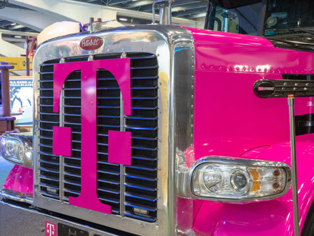 T-Mobile logo on grille of truck at Salesforce Dreamforce conference