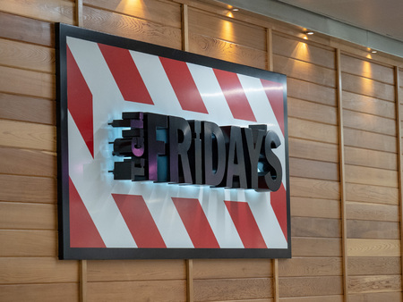 TGI Fridays sign at Hartsfield Jackson Atlanta International Airportのeditorial素材