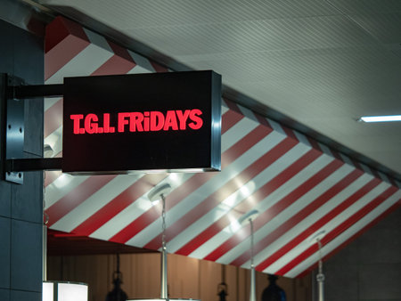 TGI Fridays banner logo at Hartsfield Jackson Atlanta International Airportのeditorial素材