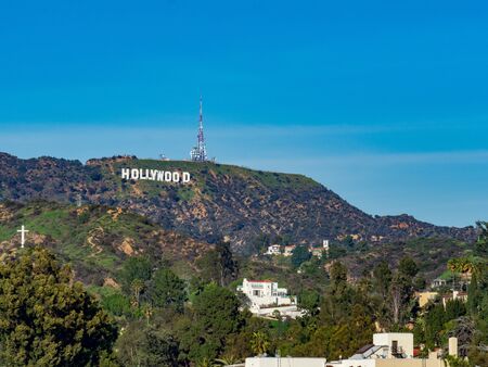 Historic Hollywood Sign view taken from Hollywood Blvdのeditorial素材
