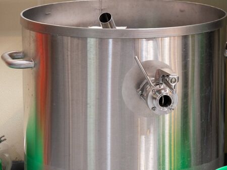 Empty steel fermentation tank ready for use at breweryの写真素材