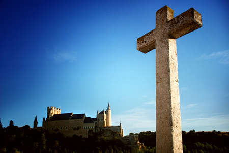 Castle of Segovia and crossのeditorial素材