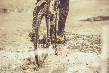 Cyclo-cross and mountain bike of the last day of 2017 in Mettet in Belgiumの写真素材