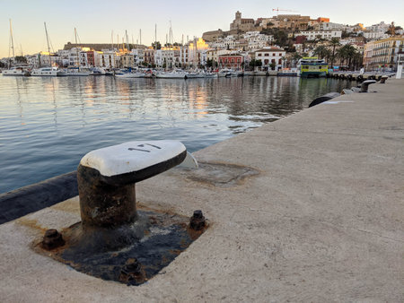 Ibiza Town, Ibiza / Spain - January 12, 2021: City of Ibiza, Spain. Old area of Dalt Vila, Santa...