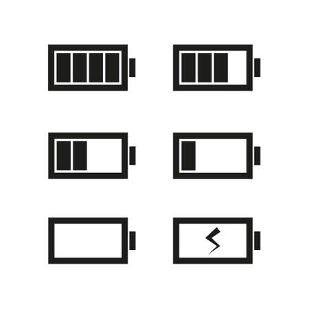 Battery icons set illustration isolated on white backgroundのイラスト素材
