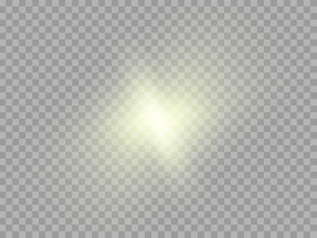 Yellow glowing light burst explosion transparent. Vector illustration for cool effect decoration with ray sparkles. Bright star. Transparent shine gradient glitter, bright flare. Glare texture.のイラスト素材