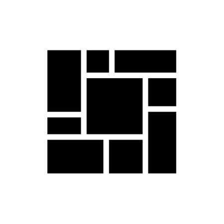 9 image collage simple tamplate black rectangle plates isolated on white backgroundのイラスト素材