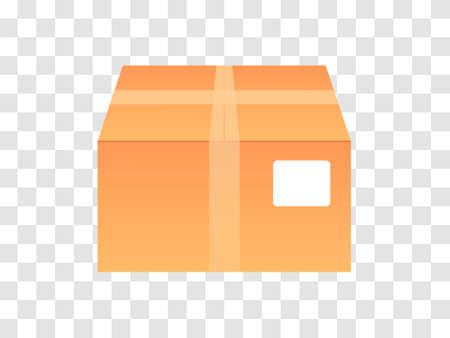 Closed, packed postal box with scotch tape and label isolated on transparent background. Filled, empty, brown isometric delivery parcel post. Shippingのイラスト素材