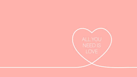 Valentines day card with line heart and All You Need Is Love quote. Stock template greeting card. textile graphic t shirt printの写真素材