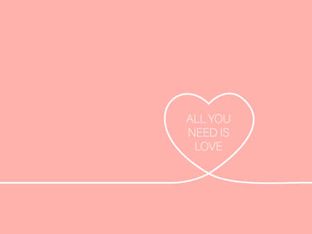 Valentines day or Womens day card with line heart and All You Need Is Love quote. Stock template greeting card. textile graphic t shirt printのイラスト素材