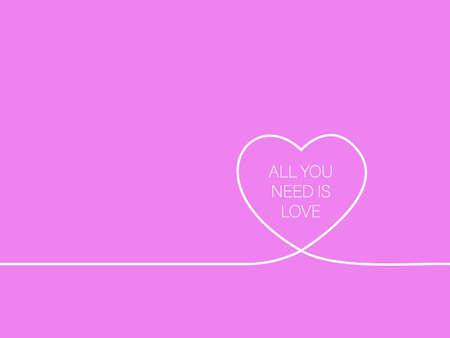 Valentines day card with line heart and All You Need Is Love quote. Stock vector template greeting card. textile graphic t shirt printのイラスト素材