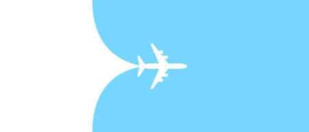 Airplane opening background behind itself. Simple stylish background for air travel, cruises, tours. Business card, banner for a trip abroad on vacation. Airport advertising.のイラスト素材