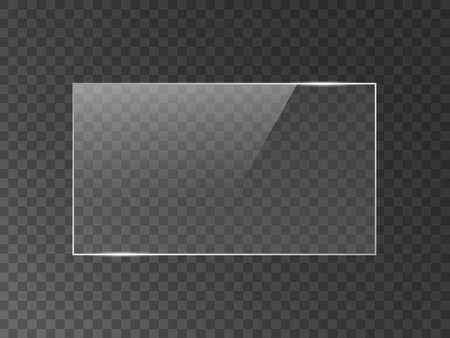 Vector mirror reflection effect texture for glass, plastic or acrylic window. png rectangle shape 16 x 9 glossy, shine, light, glare, clear plateのイラスト素材