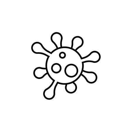 Vector virus, bacteria cell icon. Infection pandemic warning vector illustration. Black prohibit sign.のイラスト素材