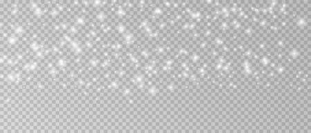 Realistic vector falling snow fall overlay. png shining snowflakes background for Christmas banner of winter collection decoration isolated on transparent. Stock vectorのイラスト素材