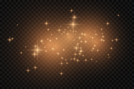 Golden star dust light effect isolated on transparent. Stock royalty free vector illustrationのイラスト素材