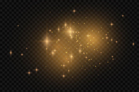 Golden star dust light effect isolated on transparent. Stock royalty free vector illustrationのイラスト素材