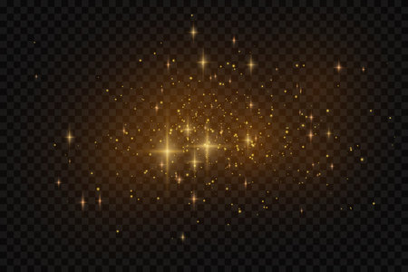 Realistic golden star dust light effect isolated on transparent. Stock royalty free vector illustrationのイラスト素材