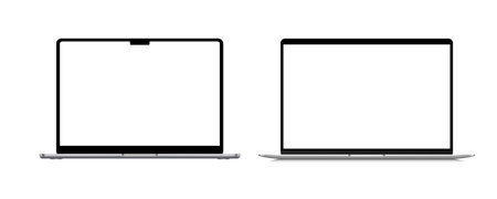 A set of isolated PNG laptops with blank screen. Stock royalty free PNG illustrationのイラスト素材