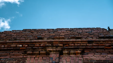 ruins of an old brick building overlooking the sky. High quality photoの写真素材