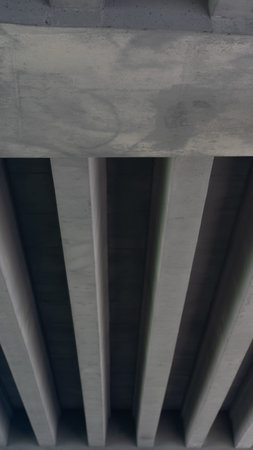 Concrete road bridge, bottom view. High quality photo