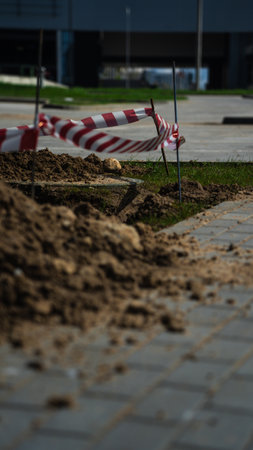 Construction and repair of the pipeline in the city. High quality photoの写真素材