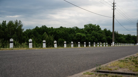 Concrete pillars along the road
