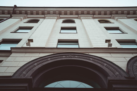 An old vintage building with a semicircular archの写真素材