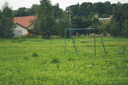 The old football gate at the village stadium. The old football stadiumの写真素材
