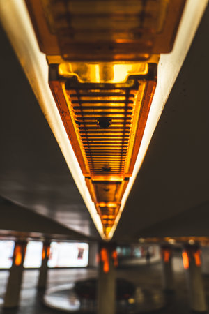 A glass chandelier in the underpass. Decorative lightingの写真素材