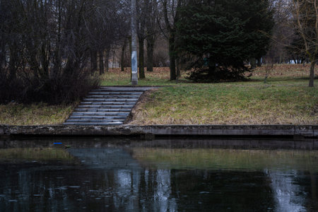 Steps down to the river. High quality photoの写真素材