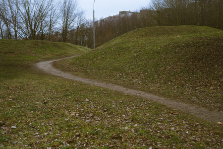 Small hills and a path between them. High quality photo