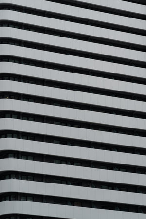Building background, white striped background, business center building. High quality photo