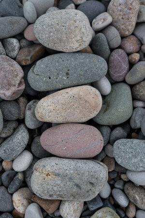 Stacked stones in a row on a stone background, stone beach of Batumi. High quality photo