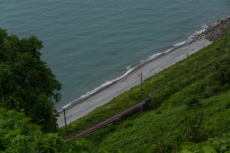 View of the Black Sea from the top, botanic garden of Batumi. High quality photoの写真素材