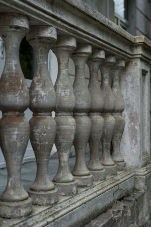 Old vintage concrete balcony columns. High quality photoの写真素材