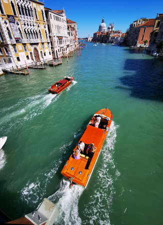 Water taxi Grand Canal Venice from the Accademia bridgeの写真素材