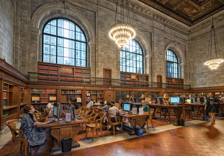 New York City, United States - September 6, 2017: Interior of the famous historical New York public libraryのeditorial素材