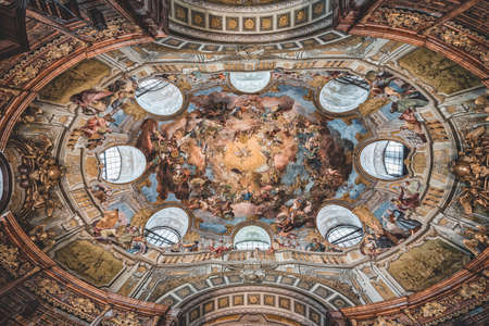 Vienna, Austria - April 28, 2019: The ceiling fresco inside Austria National Libraryのeditorial素材