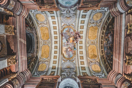 Vienna, Austria - April 28, 2019: The ceiling fresco inside Austria National Libraryのeditorial素材