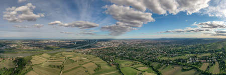 Panoramic aerial drone view of vienna city from Kahlenberg collineの写真素材