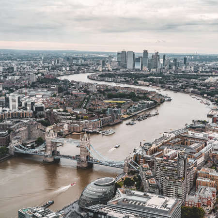 View of tower bridge and Thames river in London from the top of the Shardの写真素材