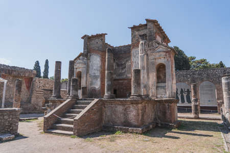 Pompei, Italy - August 10, 2019: Temple ruins with roman columns in Pompeiのeditorial素材