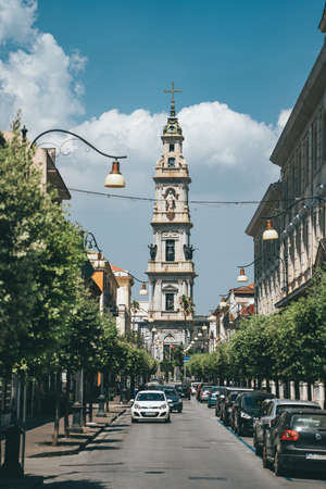 Pompei, Italy - August 10, 2019: Clock tower in the Pompei town near train stationのeditorial素材