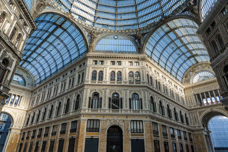 Naples, Italy - August 15, 2019: Shopping center Galleria Umberto I in historic city centerのeditorial素材