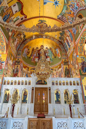 Kefalonia, Greece - August 22, 2019: Gold fresco inside the Church of Gerasimus of Kefalonia in Greek Ionian Islandのeditorial素材