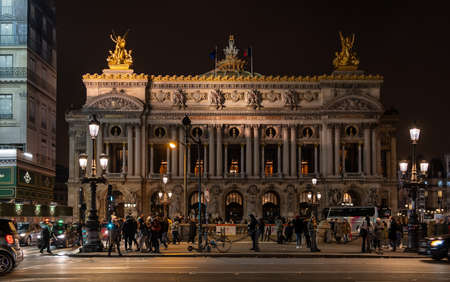 Paris, France - December 1, 2019: Facade of Garnier Opera house, Natioinal acadamy of Musicのeditorial素材