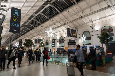 Paris, France - December 4, 2019: Parisien passengers inside train station Gare St Lazare night before the mass strike day over pension reformのeditorial素材