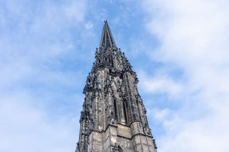 Neo-Gochic style St.-Nikolai-Kirche, church of St. Nicolas in Hamburg, Germanyの写真素材