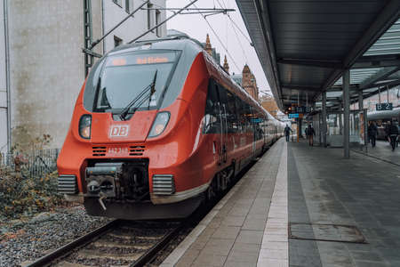 Schwerin, Germany - November 11, 2019: DB German train to Bad Kleinen in railway stationのeditorial素材